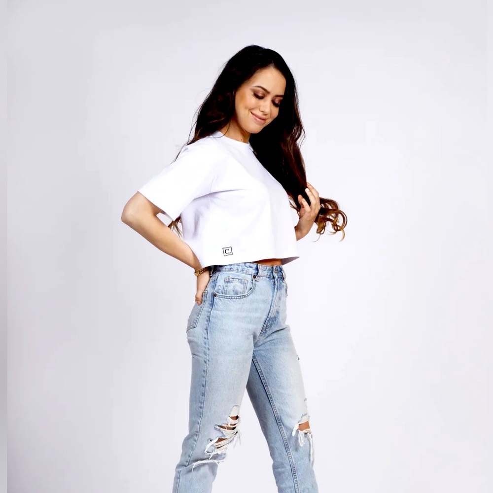 NWT White Cropped Organic Cotton T-Shirt